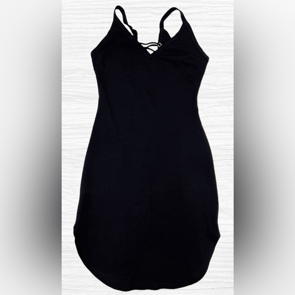NWT Fashion Nova Black Lace Up Dress - Picture 2 of 6